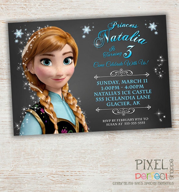 Items similar to Girls Frozen Birthday Invitation, Frozen Birthday