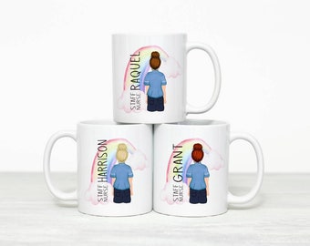 Personalised Staff Nurse Thank You Gift Mug and/or Coaster | NHS Hospital Nursing Gift | Choice Of Hair Colour | Black, Red, Blonde Brown