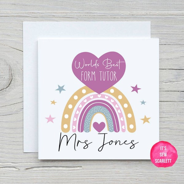 Personalised Form Tutor, Teacher, Teaching Assistant Card | Thank You For Everything | 6x6" White Linen Square | Class of 2024 2025 Gift