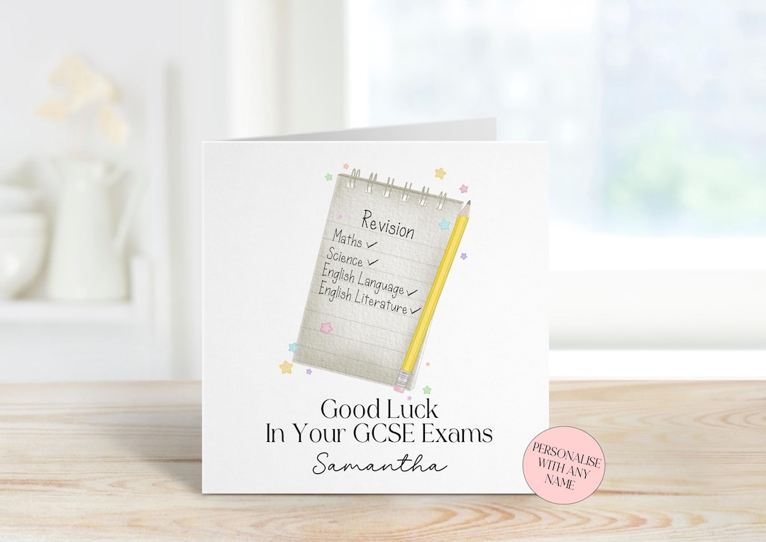 Personalised Good Luck in Your GCSE Exams Card | 6x6" White Square ...