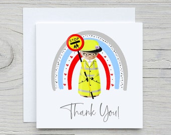 Thank You Lollipop Lady Card | End Of School Year Gift | 6x6" White  Linen Square With Envelope | Rainbow Peg Doll | Choice Of Hair Colour