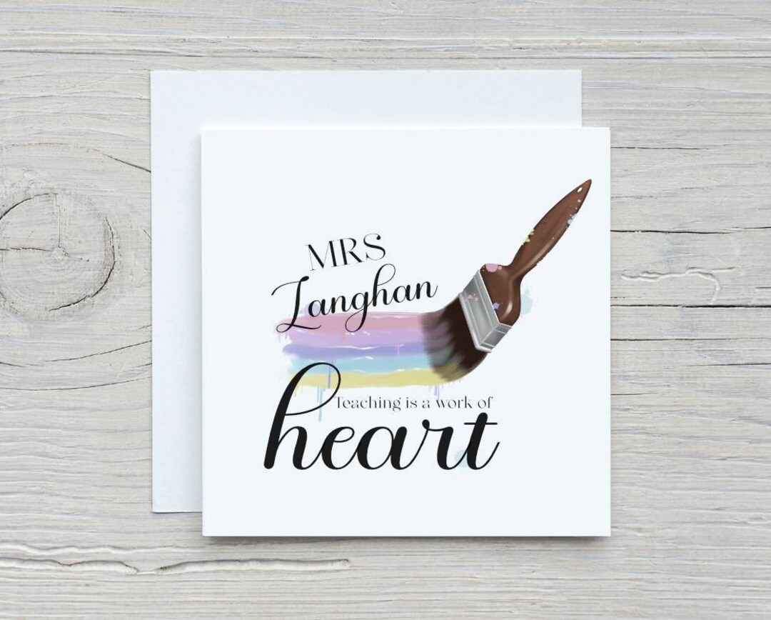 Personalised Teacher Thank You Pastel Rainbow Paintbrush Card | Best ...