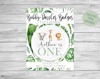 Personalised Safari Jungle Birthday Badge | It's My Special Day | Neutral Boho Animals | Choice Of Name | Ages 1-4 | Pin Badge 38mm or 58mm