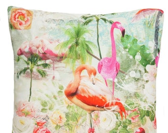 Flamingo pillow case | Etsy Pillow Cover Flamingo Print Cotton