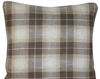 Checks Cushion Cover Ian Mankin Natural Organic Check Woven Cotton Fabric Home Sofa Decor