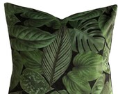 Tropical Houseplants Velvet Cushion Cover Botanical Leaves Forever Jungle Green Fiscus Plants Greenery Money Tree Decorative Pillow Cover