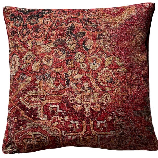 Red Cushion Cover Rug Kilim Ethnic Persian Moroccan Vintage Rustic Style Tapestry Woven Home Sofa Couch Décor