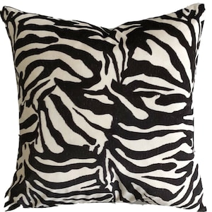 Zebra Print Velvet Cushion Cover: Black and White Animal Print Pillow