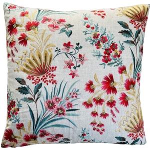 Floral cushion cover Embroidered Flowers Ashdown Michelham Throw Pillow Case 16" Square