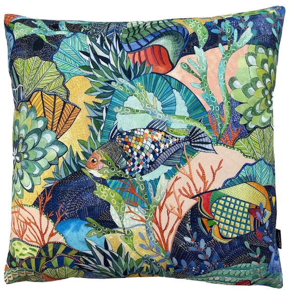 Tropical fish cushion cover Osborne & Little Shells Sea Anemones Maritima Blue Pillowcase