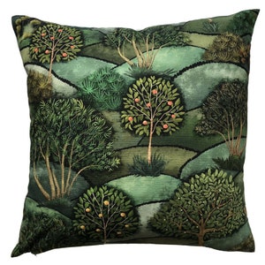 Apple Trees Cushion Cover Floral Boho Green Printed Cotton Fabric Home Sofa Décor