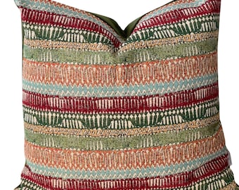 Vintage Kilim Cushion Cover: Moroccan Boho Throw Pillow, Red Green Beige