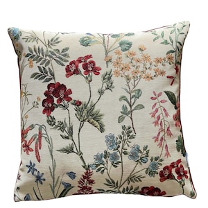 Wildblumen Wiese Kissenbezug Gewebe Stoff Botanische Blumenmuster Landhaus Wohndekor
