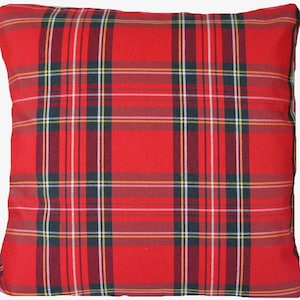 Roter Tartan Kissenbezug: Kissenbezug aus gewebter Baumwolle