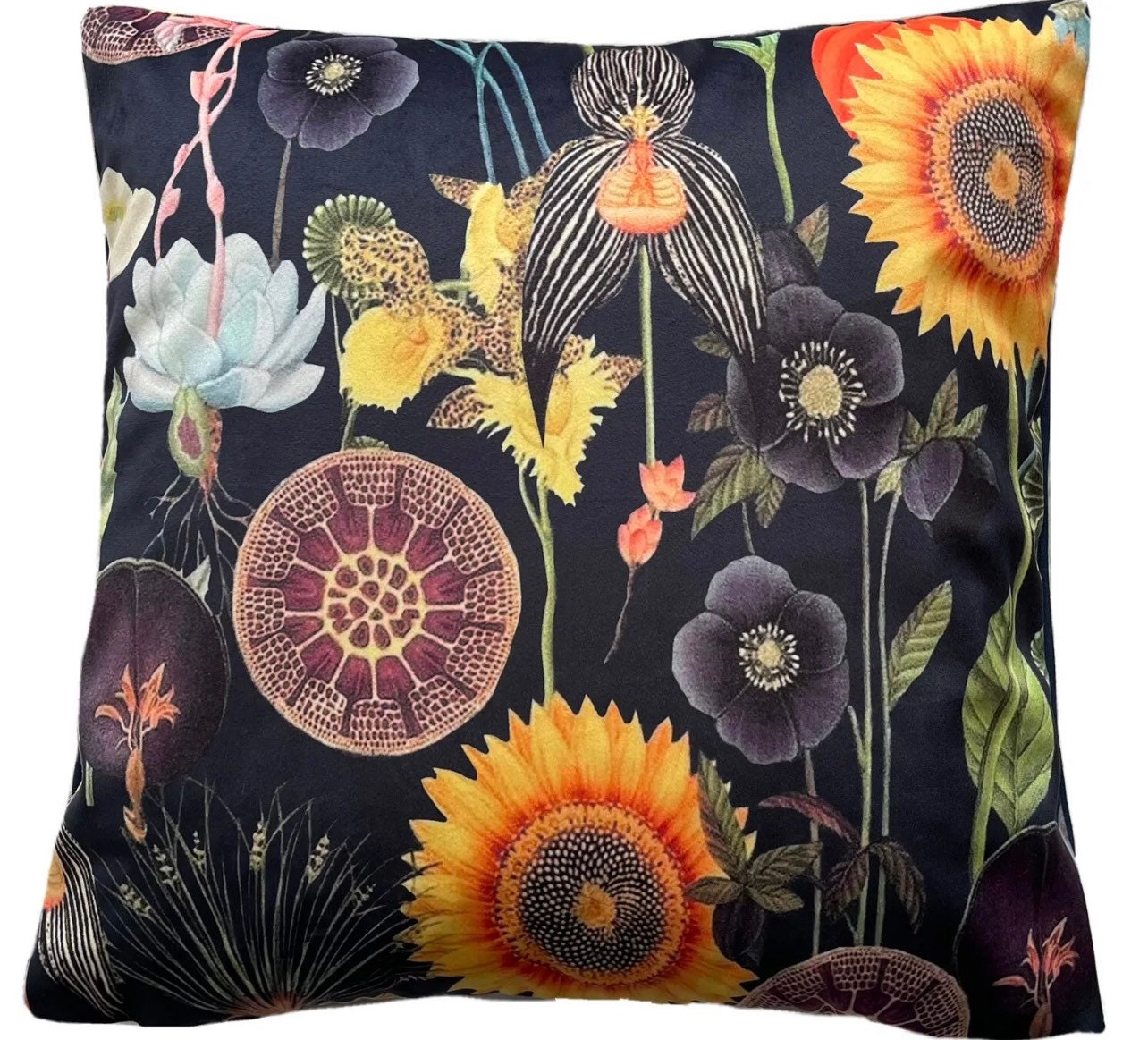 Poppy Cushion Cover Sunflowers Botanical Velvet Retro Design Etsy UK