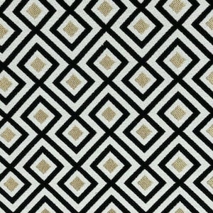 Art Deco Blocks Woven Fabric by Metre Upholstery Gold Black White Geometric 3D
