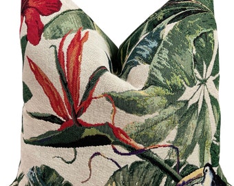 Parrots and Birds of Paradise Gobelin Woven Fabric Cushion Cover 16-22 in
