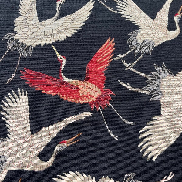 Flying Cranes Woven Fabric Exquisite Blend of Japanese Elegance and Scandinavian Simplicity