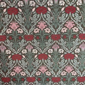 Rose William Morris Botanical Royal Garden Floral Leaves Woven Fabric Upholstery Fabric