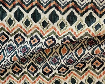 Boho Tribal Woven Fabric – Geometric Upholstery Textile for Cushions, Chairs & Home Decor