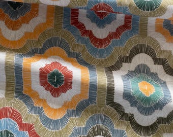 Medina Bloom Upholstery Fabric – Boho Geometric Medallion Textile for Curtains Cushions & Interiors