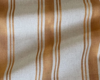 Heritage Stripe Mustard | Linen Look Cotton Blend Curtain Fabric