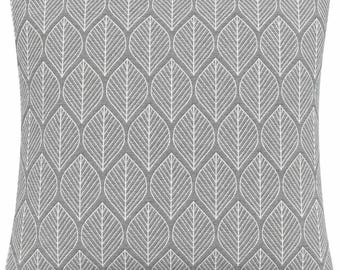 Retro Scandinavian Light Grey Cushion Cover Modern Leaves Petals geometrical Woven