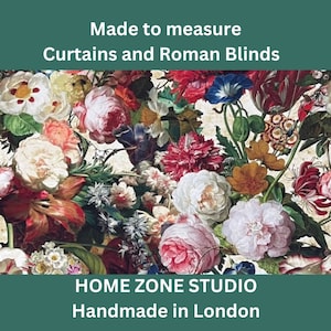 Pair of Curtains Printed Cotton Fabric Jardin Floral /  Pencil Pleat / Custom made Bespoke Home Interior  Decor