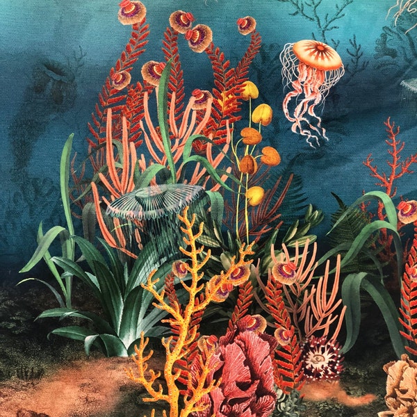 Tropical Fish Cotton Fabric Panel: Sea World Print (L120cm)