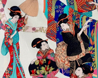 定率割引 西日本 Geisha Printed Cotton Fabric Japanese Lady Kimono Suitable 手作り人形