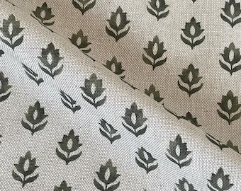 Cotswold Sprig Sage Fabric | Botanical Linen Look | Country Cottage Material | Curtains Blinds Cushions