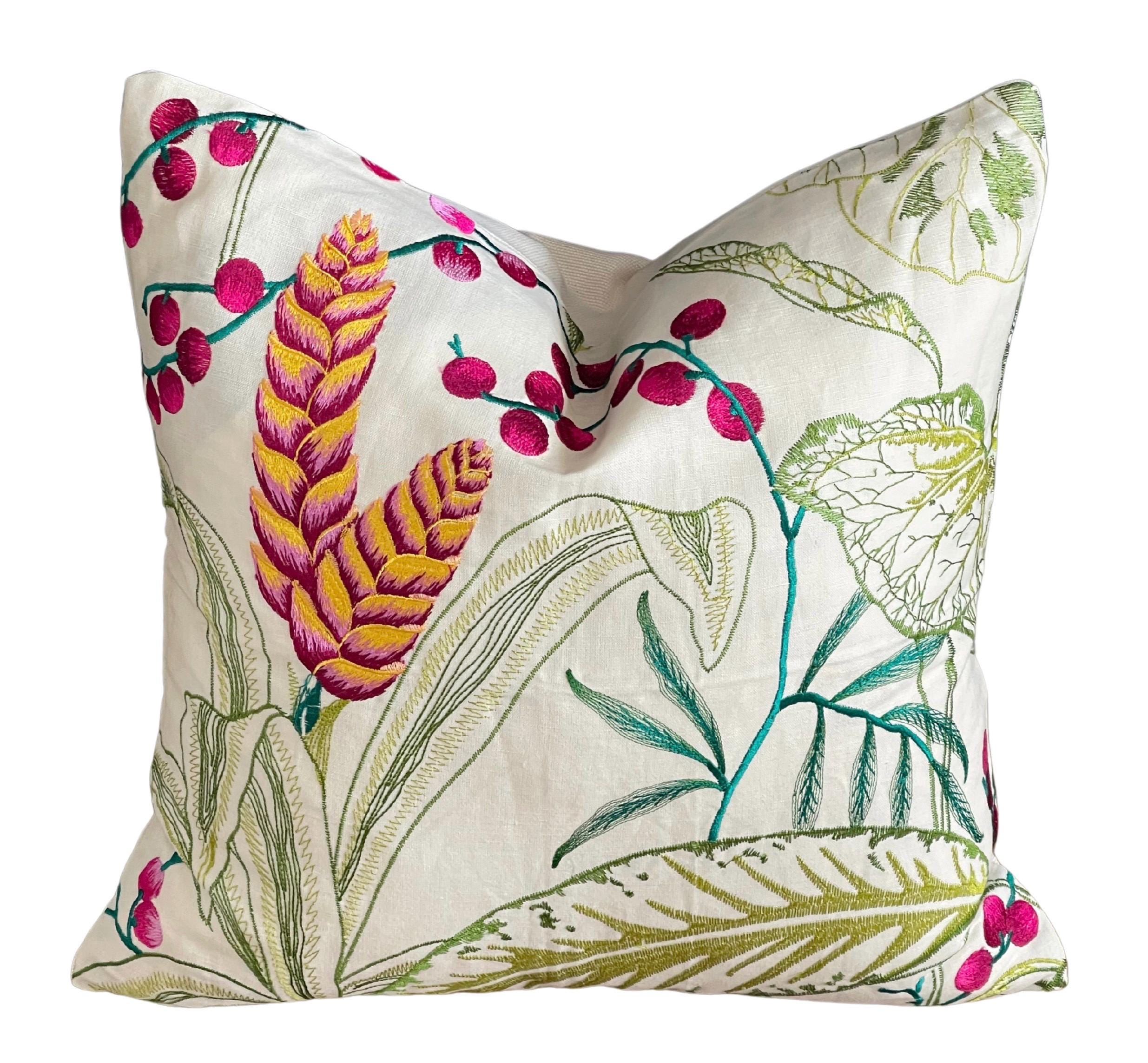 Floral Cushion Cover Embroidered Botanica Floral Fabric - Nina Campbell Design 17in square