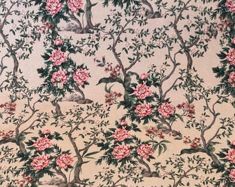 Imperial Peony Grove – Tela floral estilo chinoiserie con estampado de jardín oriental para persianas y cortinas romanas