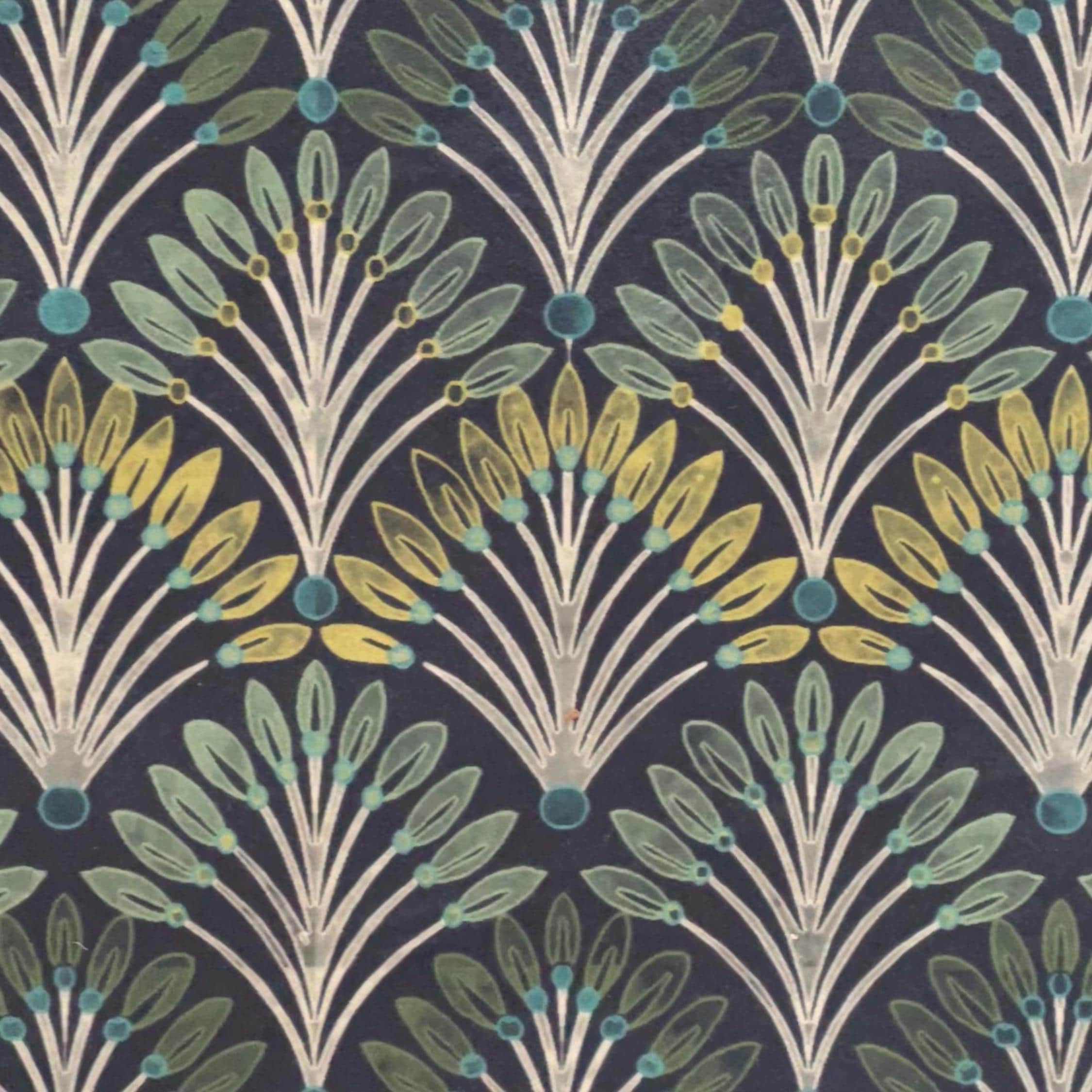 Vintage Art Deco Velvet Fabric – Blue, Teal & Green Home Décor and Upholstery Material