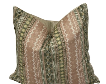 Handmade Blush Pink Striped Pillow Cover: Linen Blend Farmhouse Decor