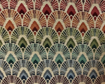 Bow Arch Woven Beige Geometric Multicolored Tapestry Fabric for Home Upholstery Textile
