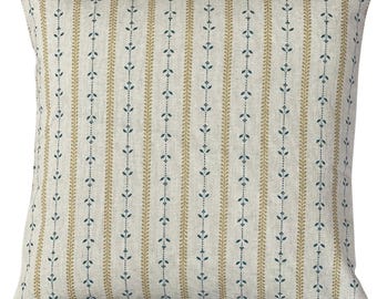 Golden Wheat Stripe Cushion Cover, Farmhouse Pillow, French Country Decor, Botanical Accent, Cottage