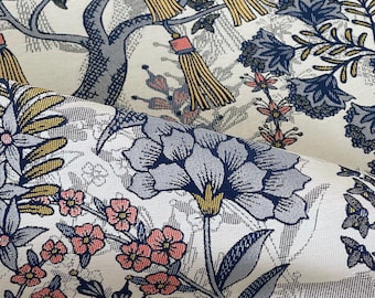 Botanical Bird Aviary Fabric: Vintage Style Upholstery & Curtains