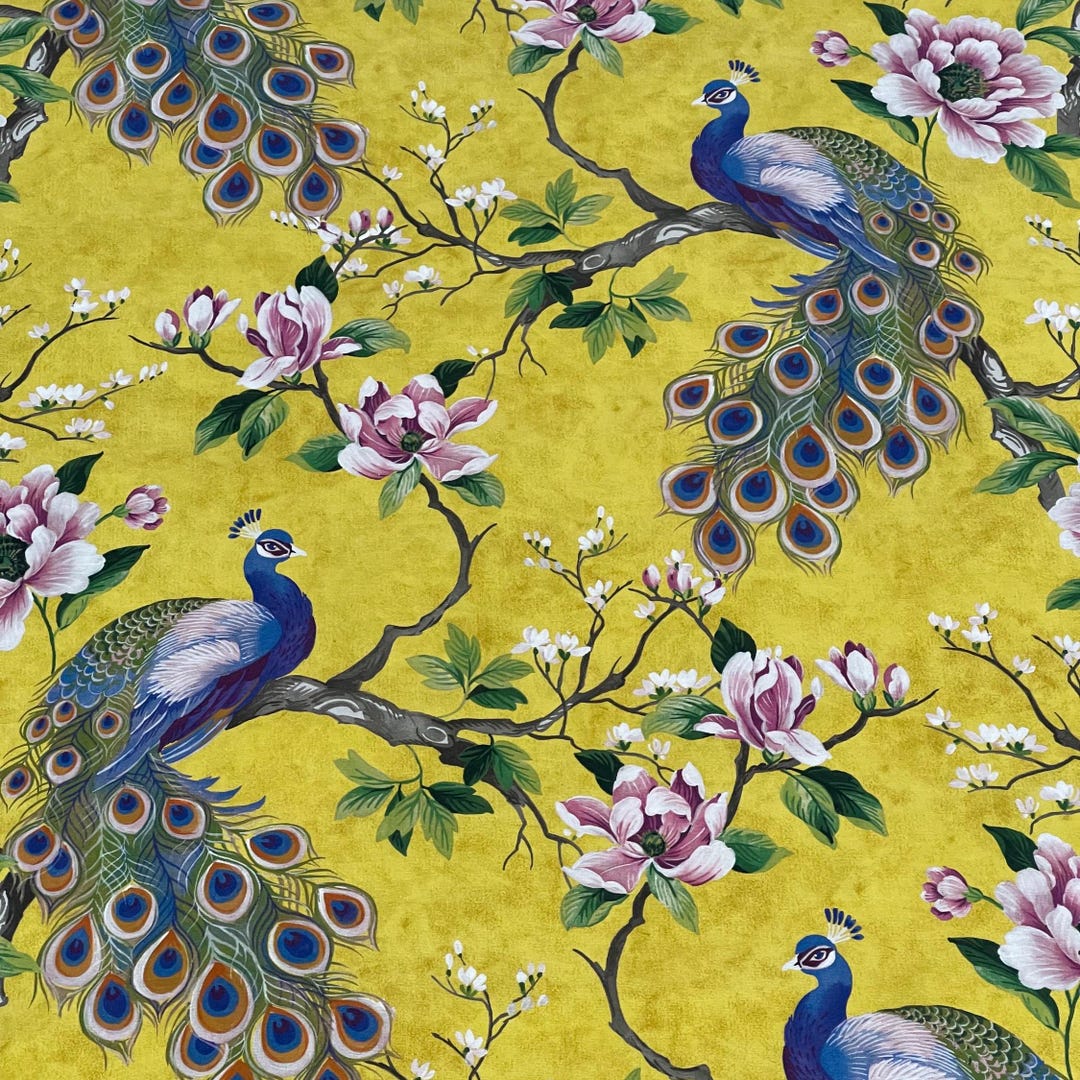 Yellow Printed Cotton Fabric