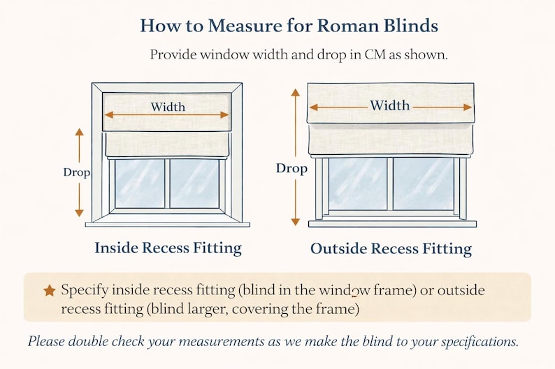 Window Recess Drop Indigo Stripe Custom Roman Blind – Coastal Cotton Linen Look Window ...