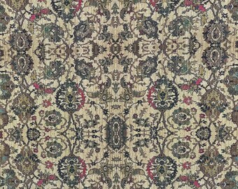 Nomad Geometric Cotton Blend Fabric, Vintage Rug Inspired Multicolour Curtain Roman Blind Cushion Material