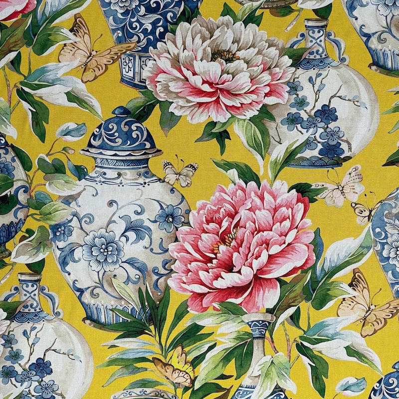 Yellow Chinoiserie Fabric - Etsy