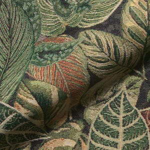 Aloe Plant Woven Fabric Botanical Tropical Leaves Forever Green Ficus Sold by Metre Green Beige Mustard Yellow Brown Red