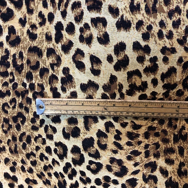 Leopard Animal Skin Woven Fabric Home Decor by Metre Upholstery Brown Yellow Safari Africa Exotic Textile