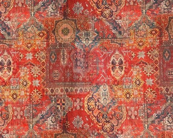 Ember Mosaic Decorative Fabric – Rustic Boho Textile for Curtains, Cushions & Light Upholstery