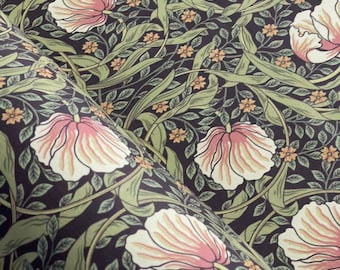 William Morris Fabric / Pattern  Pimpernel / Tulips Printed Cotton Vintage Style - Sold by the Meter