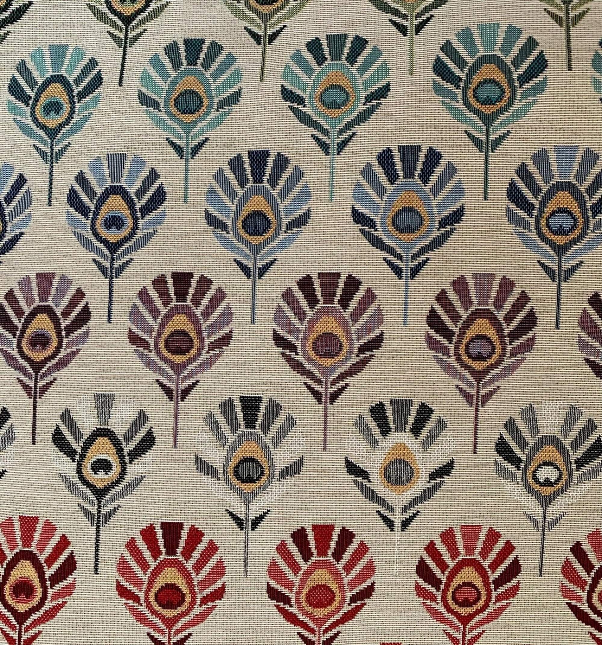 Peacock Feathers Beige Tapestry Upholstery Fabric Sold By Yard Meter Multicolored Geometric Sewing Material By Yards Meters Yellow Textile