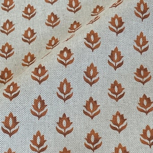 Cotswold Sprig Orange Rust Fabric | Botanical Linen Look | Country Cottage Curtains Blinds Cushions