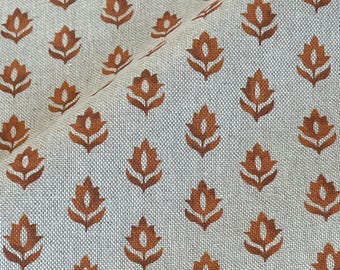 Cotswold Sprig Orange Rust Fabric | Botanical Linen Look | Country Cottage Curtains Blinds Cushions
