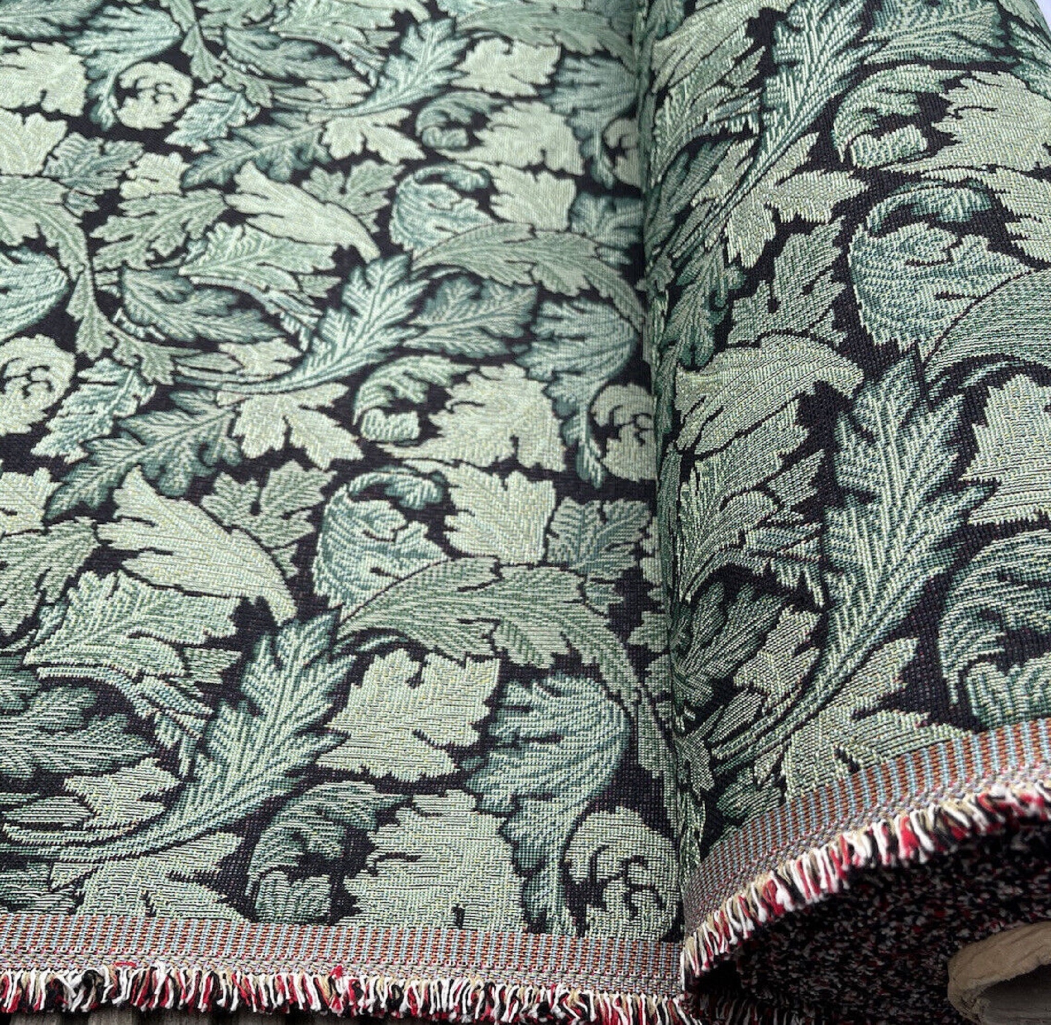 William Morris Acanthus Green Leaves Woven Fabric Sold by Metre Upholstery Traditional Country